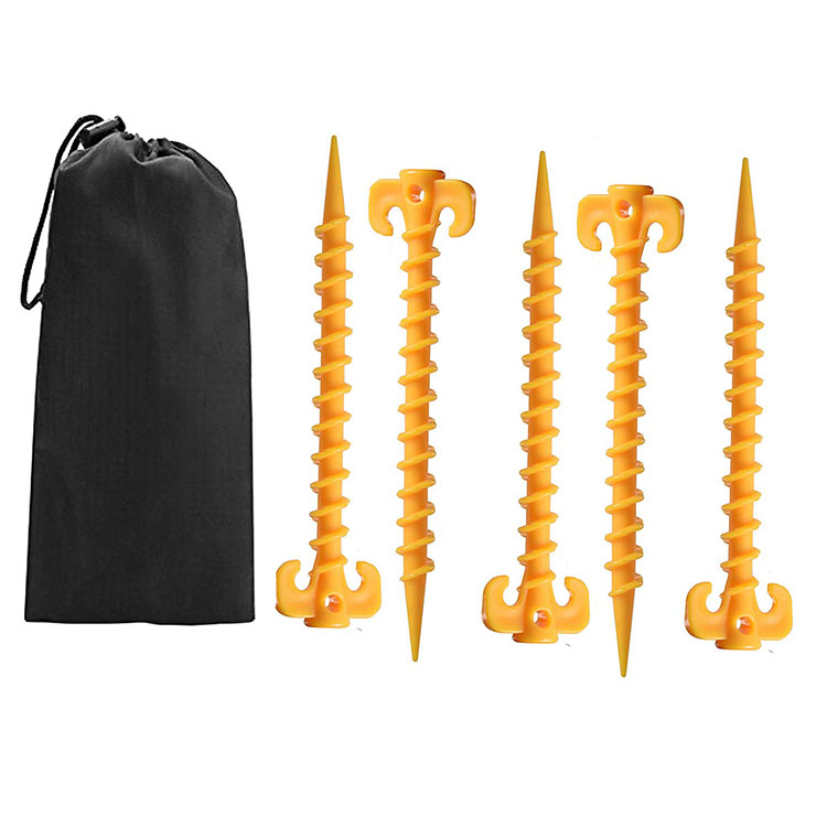 China manufacturer 8'' Screw Shaped Tent Pegs Beach Tent Stakes Top Gear Anchor Nail Outdoor Camping Accessories for Travel Hiking Camping 